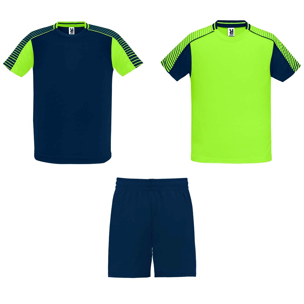 Fluor groen, Marineblauw