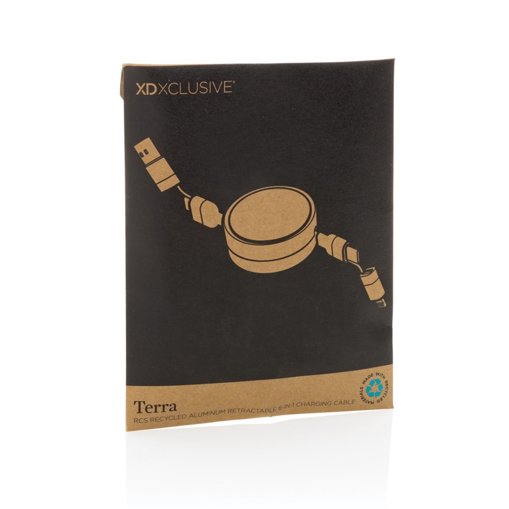 Terra RCS gerecycled aluminium uittrekbare 60W 6-in-1-kabel