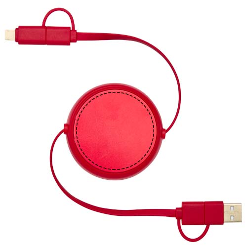 Alasia 5-in-1 100 cm intrekbare datasynchronisatie- en 45 W snellaadkabel van gerecycled plastic en aluminium