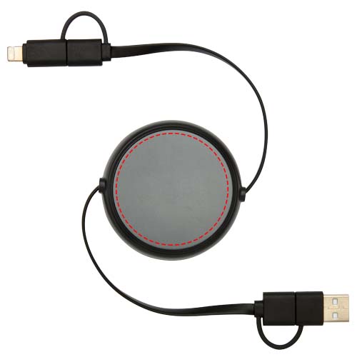 Alasia 5-in-1 100 cm intrekbare datasynchronisatie- en 45 W snellaadkabel van gerecycled plastic en aluminium